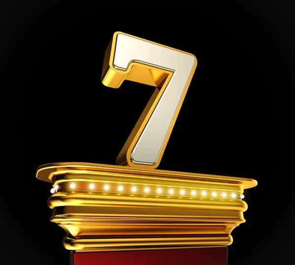 Number Seven on golden platform — Stock Photo, Image