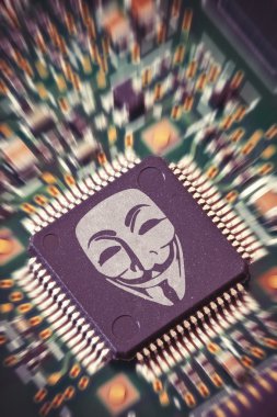 18 Mart 2015: İllüstrasyon, bir Cpu anonim maskesi