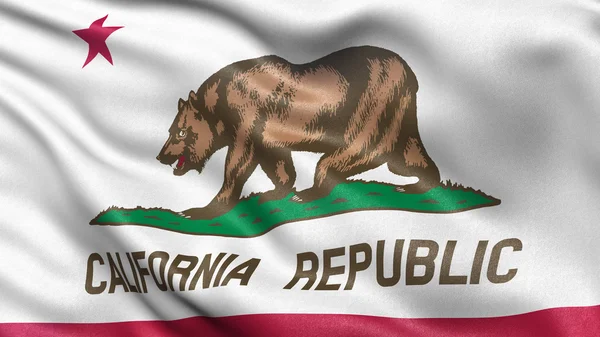 US-Staatsflagge Kaliforniens weht im Wind. — Stockfoto