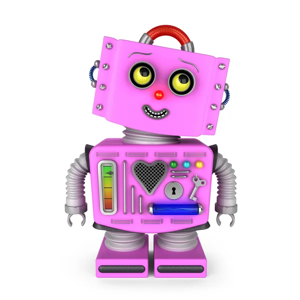 Sağa bakarken pembe oyuncak robot kız — Stok fotoğraf