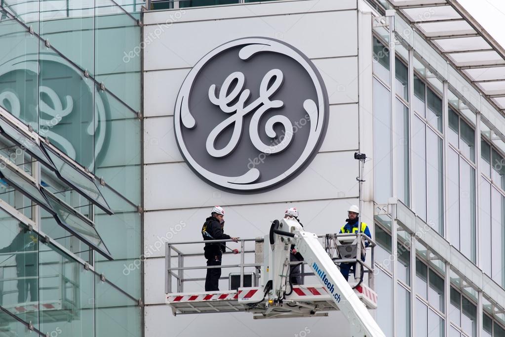 BADEN, SWITZERLAND. November 2nd, 2015. The new General Electric logo has been installed at the former Alstom thermal power headquarters.