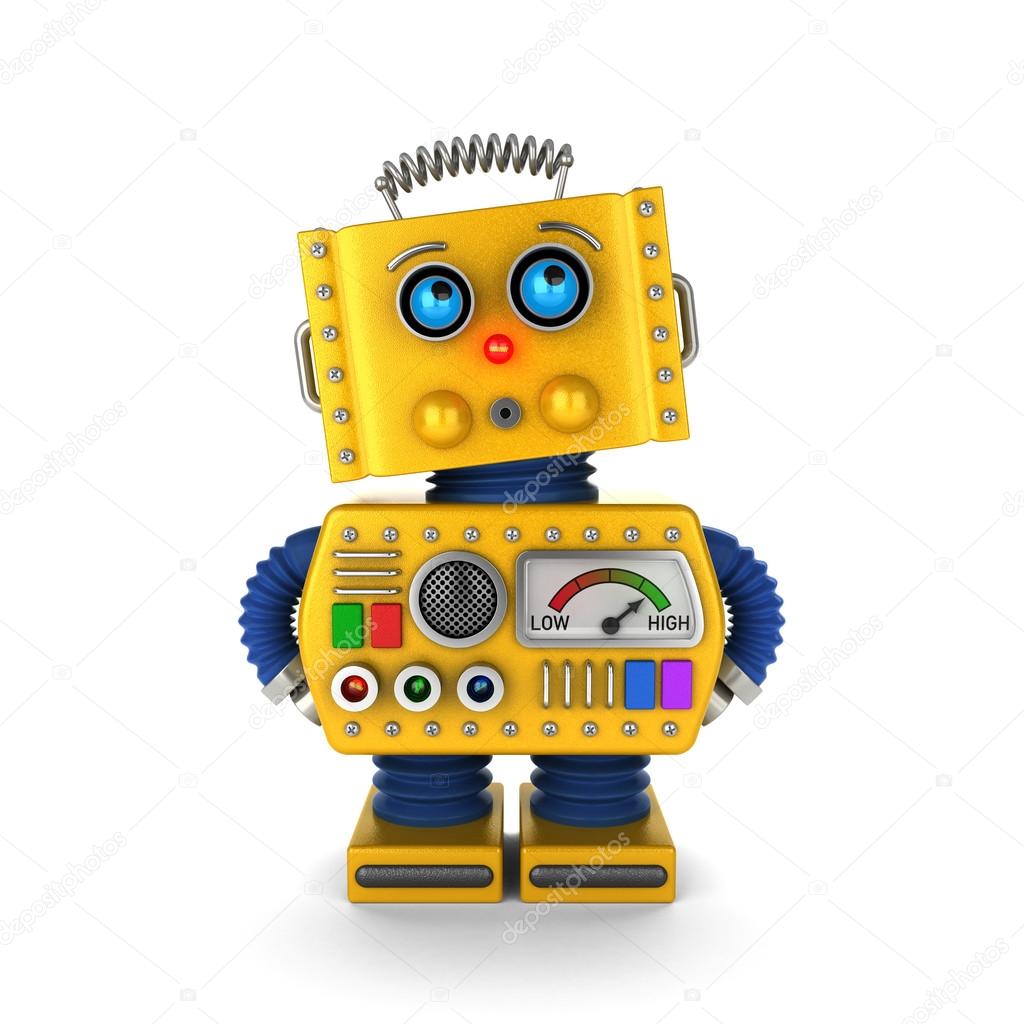 Toy robot looking innocently