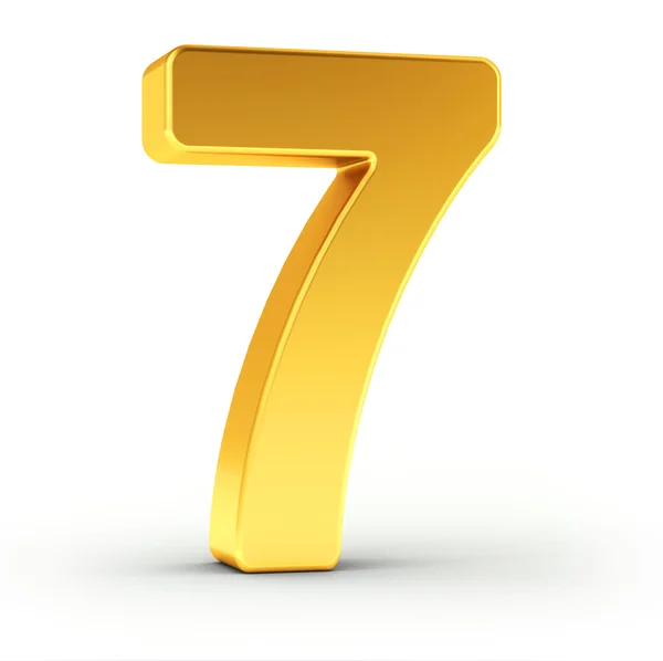 Číslo sedm jako leštěné zlaté objekt s ořezovou cestou — Stock fotografie