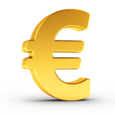Kırpma yolu ile parlak altın nesnesi olarak Euro simgesini