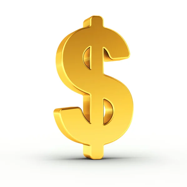 El símbolo del dólar como un objeto dorado pulido con ruta de recorte — Foto de Stock