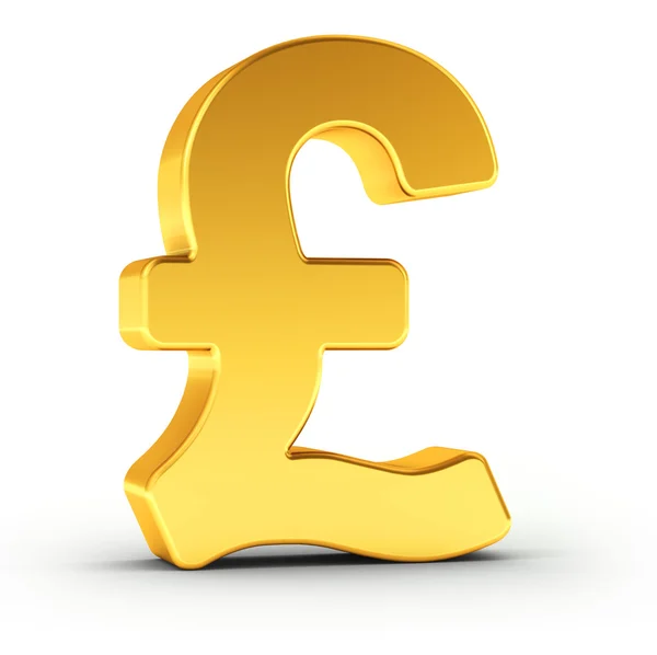 The Great Britain Pound symbol as a polished golden object with — Stock Photo, Image