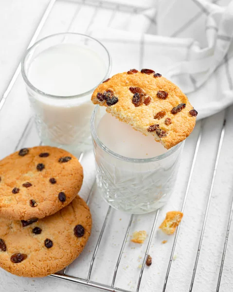 Pâtisseries Maison Rondes Gros Biscuits Aux Raisins Secs Gâteries Pour — Photo