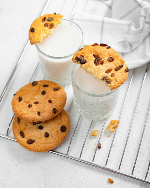 Pâtisseries Maison Rondes Gros Biscuits Aux Raisins Secs Gâteries Pour — Photo