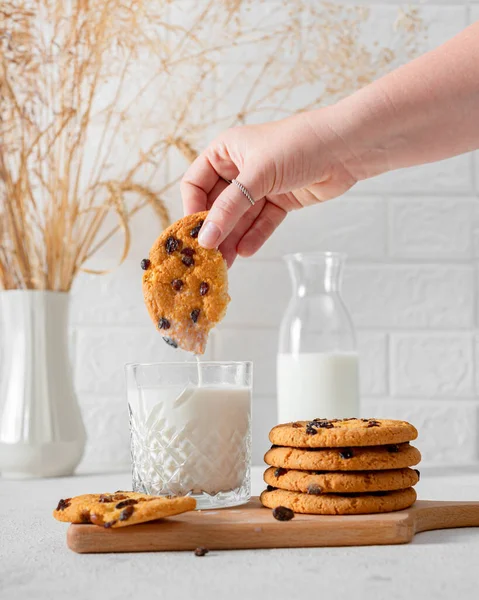 Pâtisseries Maison Rondes Gros Biscuits Aux Raisins Secs Gâteries Pour — Photo