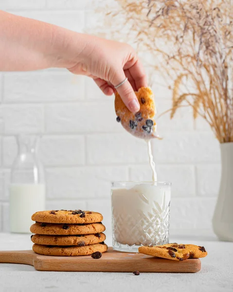 Pâtisseries Maison Rondes Gros Biscuits Aux Raisins Secs Gâteries Pour — Photo