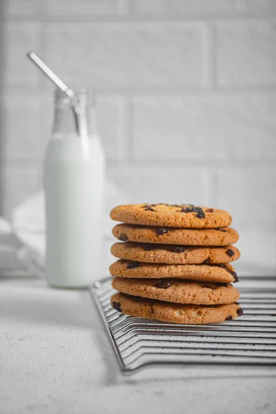 Pâtisseries Maison Rondes Gros Biscuits Aux Raisins Secs Gâteries Pour — Photo