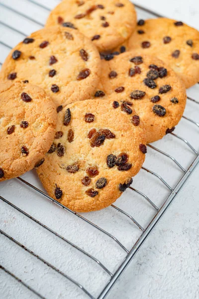 Pâtisseries Maison Rondes Gros Biscuits Aux Raisins Secs Gâteries Pour — Photo