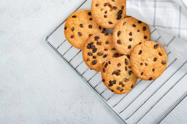 Pâtisseries Maison Rondes Gros Biscuits Aux Raisins Secs Gâteries Pour — Photo