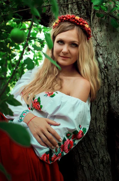 Beautiful woman in the Ukrainian national dress — Stock Photo, Image