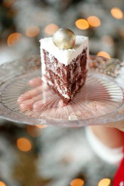 Lezzetli ev yapımı çikolatalı kek ile tabak..