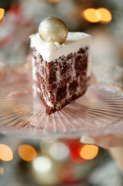 Lezzetli ev yapımı çikolatalı kek ile tabak..