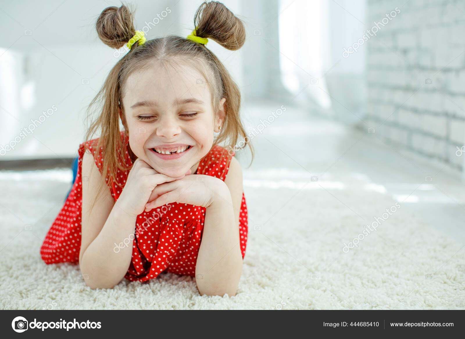 Little girl has no tooth. the child has lost a baby tooth. Stock Photo ...
