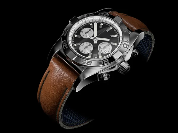 Reloj de pulsera moderno en negro — Foto de Stock
