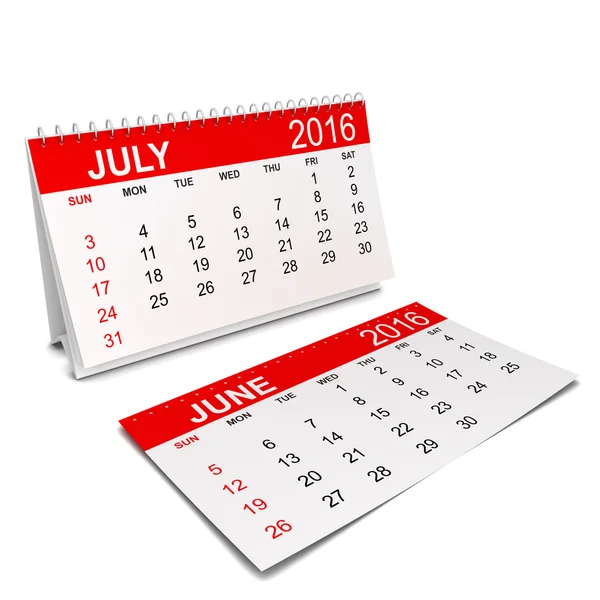 2016 Calendar. Week starts with sunday. 3d illustration isolated on white background — Stock Photo, Image