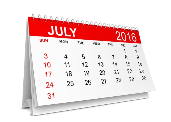 2016 Calendar. Week starts with sunday. 3d illustration isolated on white background — Stock Photo, Image