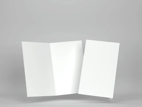 空白贺卡或小册子模型 3D灰色背景说明 — 图库照片