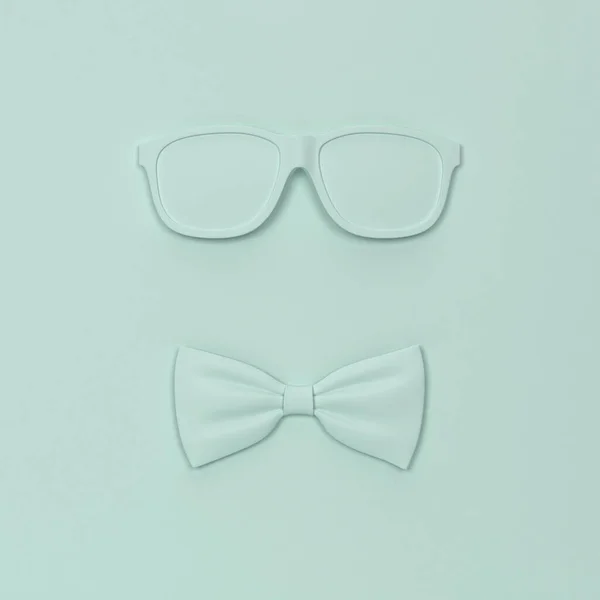 Óculos Com Gravata Borboleta Ilustração Conceito Mínimo — Fotografia de Stock