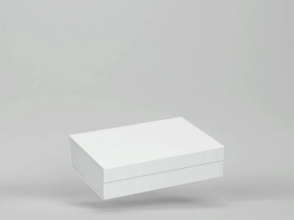 空の磁気ボックスのモックアップ 灰色の背景の3Dイラスト — ストック写真