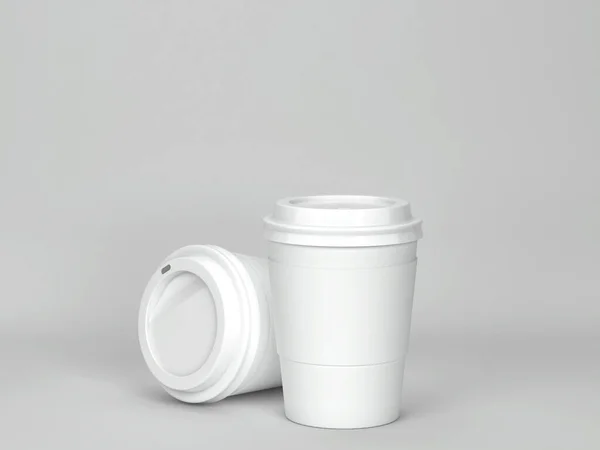 Leere Kaffeetassen Attrappe Vorhanden Illustration Auf Grauem Hintergrund — Stockfoto