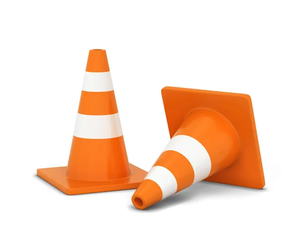 Orange Traffic Cone Illustration Isolated White Background — Stock Photo, Image