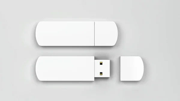 Blank Usb Flash Drive Maquette Illustration Sur Fond Gris — Photo