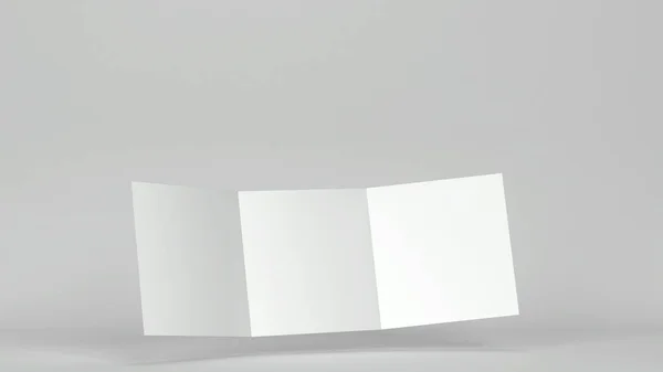 Blanco Vierkante Folder Model Illustratie Grijze Achtergrond — Stockfoto