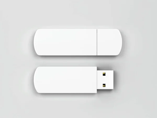 Blank Usb Flash Drive Maquette Illustration Sur Fond Gris — Photo