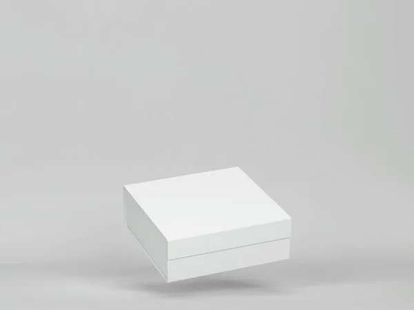 空の磁気ボックスのモックアップ 灰色の背景の3Dイラスト — ストック写真
