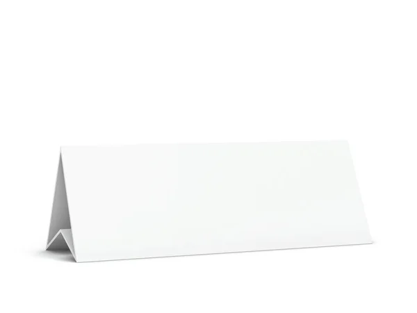 空白桌卡的模型 3D在白色背景上孤立的图解 — 图库照片