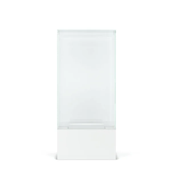 Empty Glass Display Illustration Isolated White Background — Stock Photo, Image