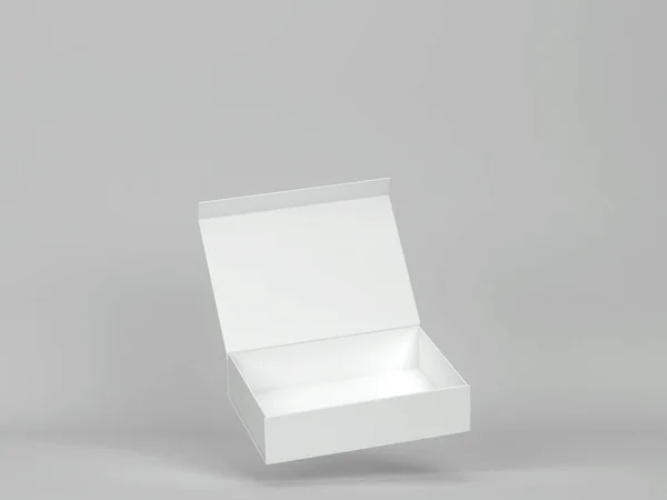 Maqueta Caja Magnética Blanco Ilustración Sobre Fondo Gris — Foto de Stock