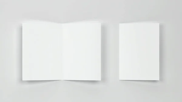 Opuscolo Opuscolo Bianco Mockup Bifold Illustrazione Sfondo Grigio — Foto Stock