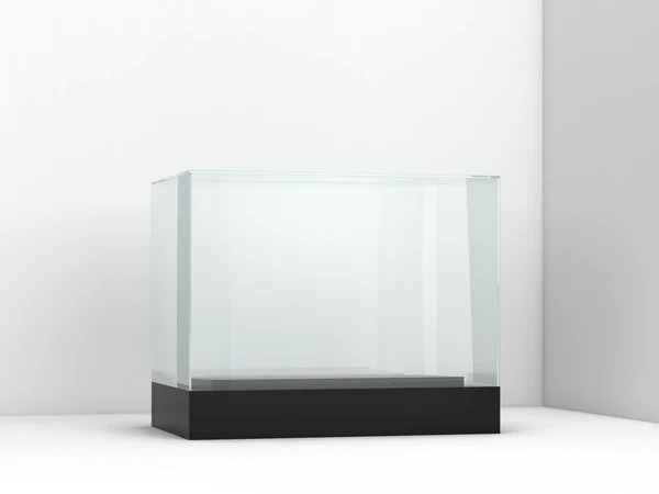 Exibição Vidro Vazio Ilustração Isolado Fundo Branco — Fotografia de Stock