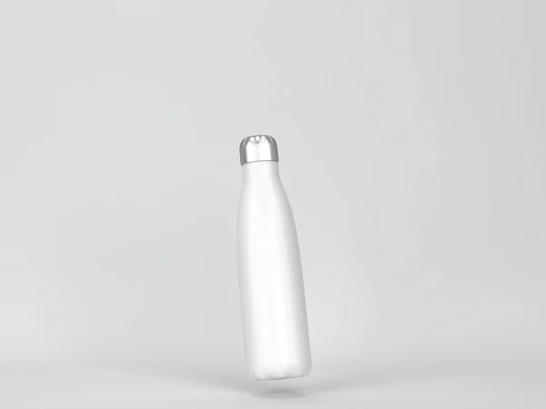 断熱ボトルモックアップ 灰色の背景の3Dイラスト — ストック写真