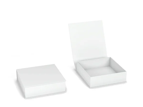 Maqueta Empaquetado Caja Blanco Ilustración Aislada Sobre Fondo Blanco — Foto de Stock