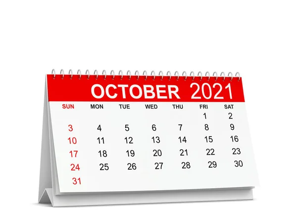 Calendar Year 2021 Week Starts Sunday Illustration Isolated White Background — Stock Photo, Image