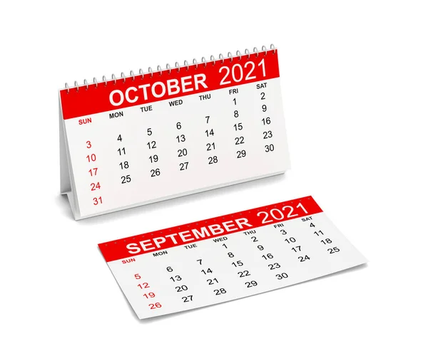 Calendar Year 2021 Week Starts Sunday Illustration Isolated White Background — Stock Photo, Image