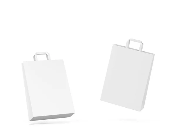 ブランクショッピングバッグモックアップ 白地に隔離された3Dイラスト — ストック写真