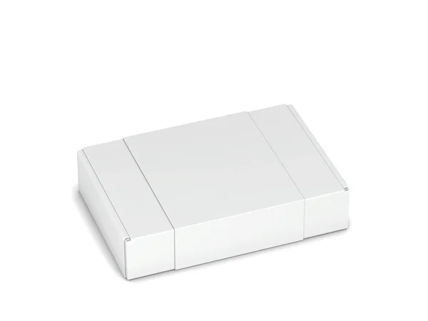 Tuck Branco Caixa Embalagem Aba Mockup Ilustração Isolado Fundo Branco — Fotografia de Stock