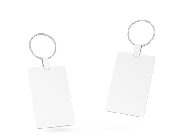 空白钢制钥匙链模型 3D图解在白色背景上孤立 Trinket Keys — 图库照片