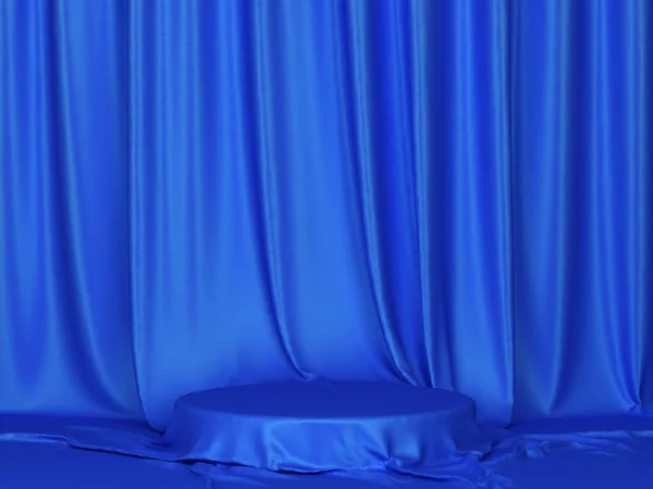圆筒上覆盖着有窗帘的布 最小的场景 3D例证 展示您的产品 — 图库照片