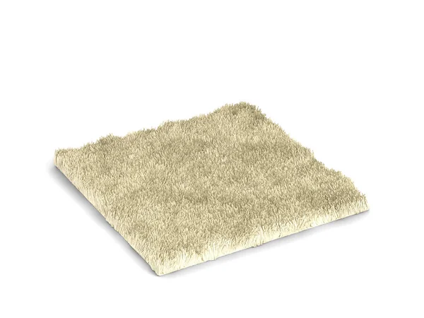 Fluffy Square Rug Illustration Isolated White Background Wool Carpet — Stock Photo, Image