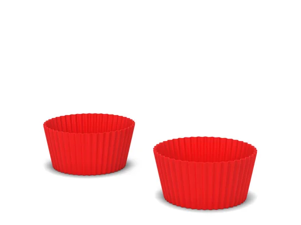 Forma Silicio Cupcake Bianco Illustrazione Isolata Sfondo Bianco Utensile Forno — Foto Stock