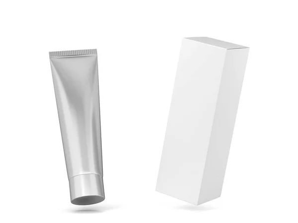 Blanco Cosmetische Buis Verpakking Mockup Illustratie Geïsoleerd Witte Achtergrond — Stockfoto