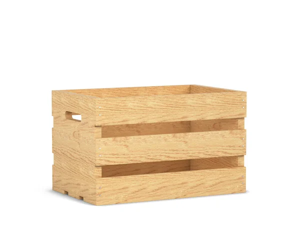 Empty Wooden Crate Box Illustration Isolated White Background — Stock Photo, Image